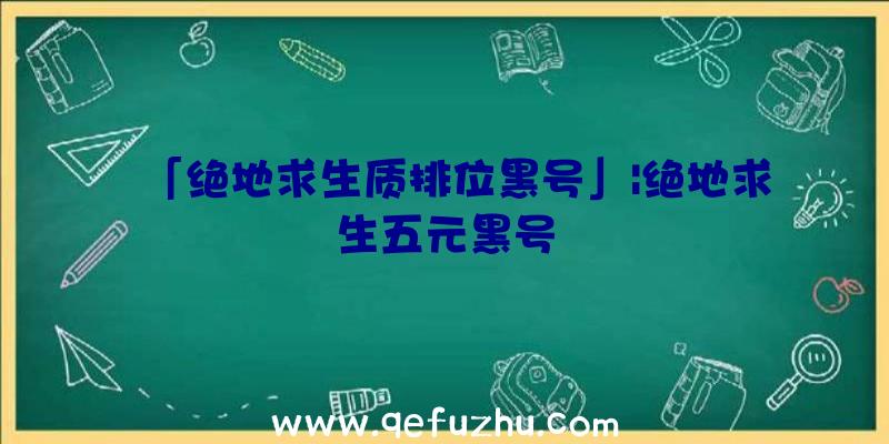 「绝地求生质排位黑号」|绝地求生五元黑号